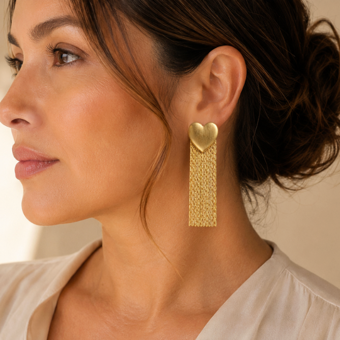 Aretes Corazón Cascada