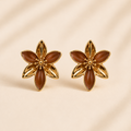 Aretes Flor Ámbar Dorada